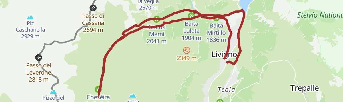 Route map: Livigno Val Federia + Tee Alte
